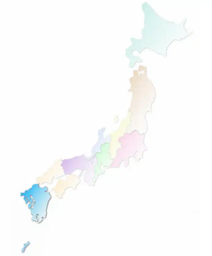 Kyushun ja Okinawan alue koostuu yhdestä isommasta ja kahdesta pienemmästä saaresta. 
